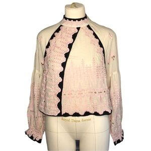 Free People embroidered lace eyelet blouse